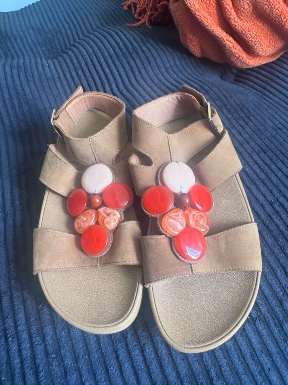 FitFlop Brown Suede Wedge Sandal with Branded Emboss